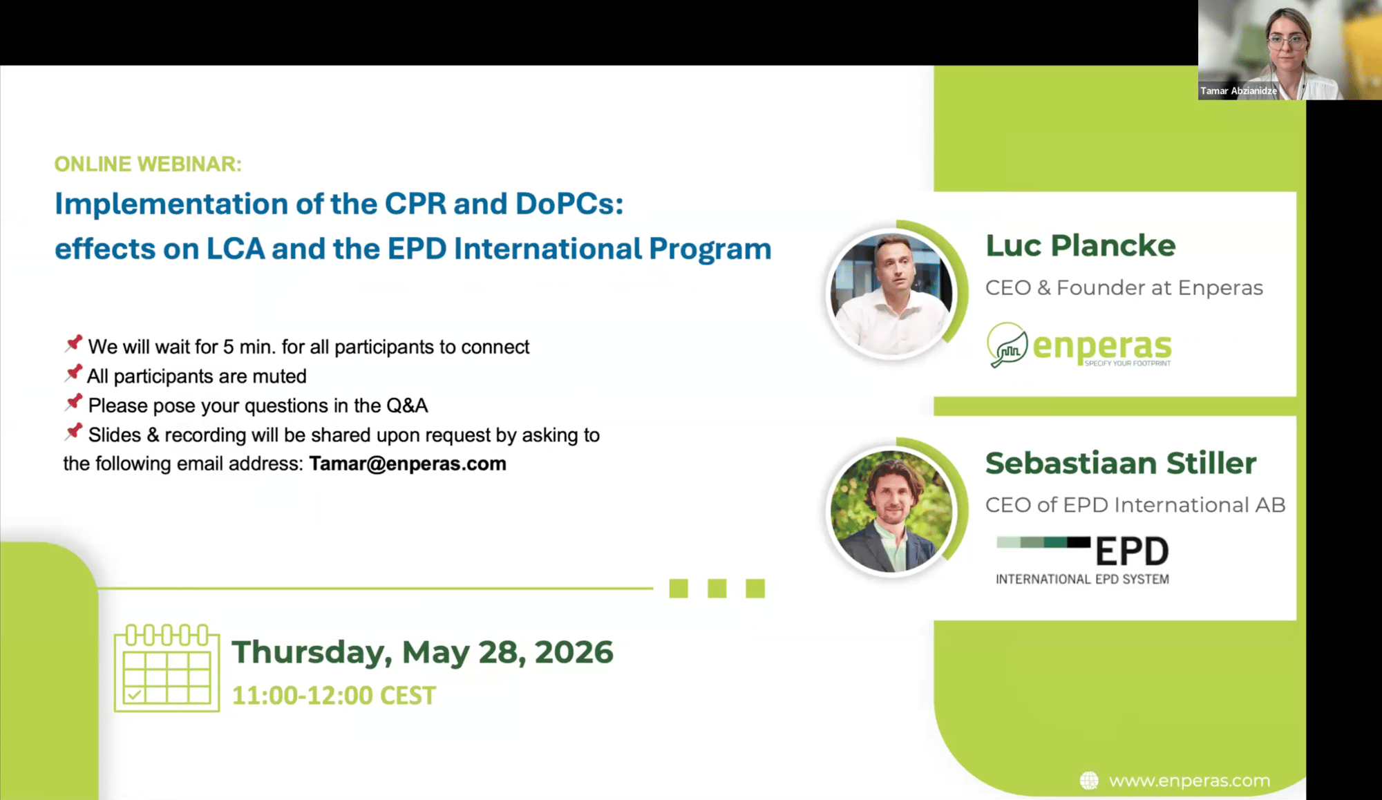 Enperas and EPD International Webinar on LCA EPDs DoPCs and PCRs